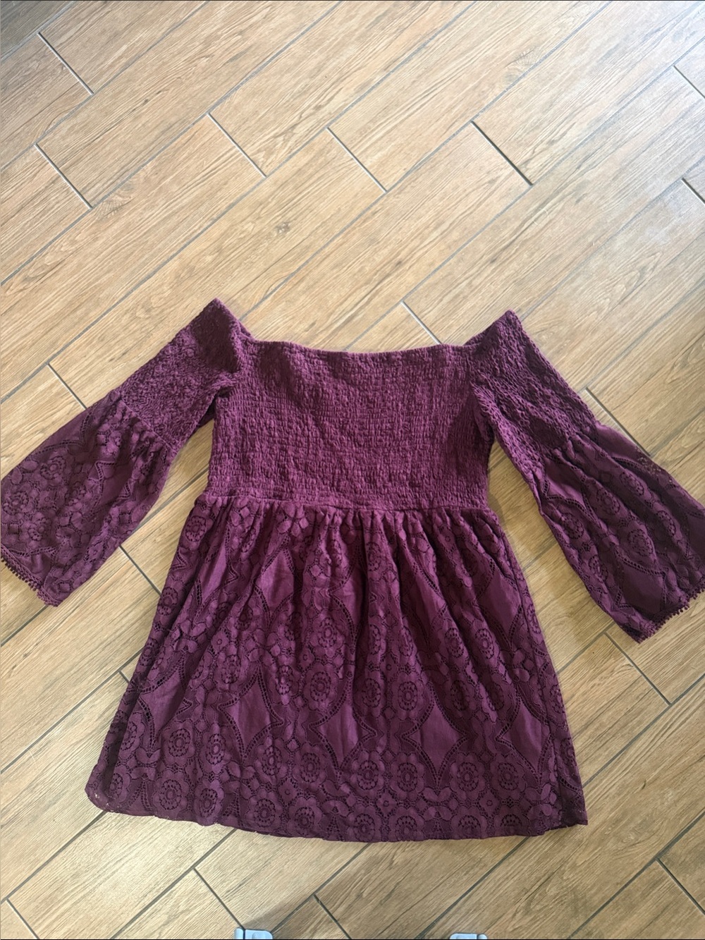 Xhilaration Plum Off-the-Shoulder Lace Mini Dress